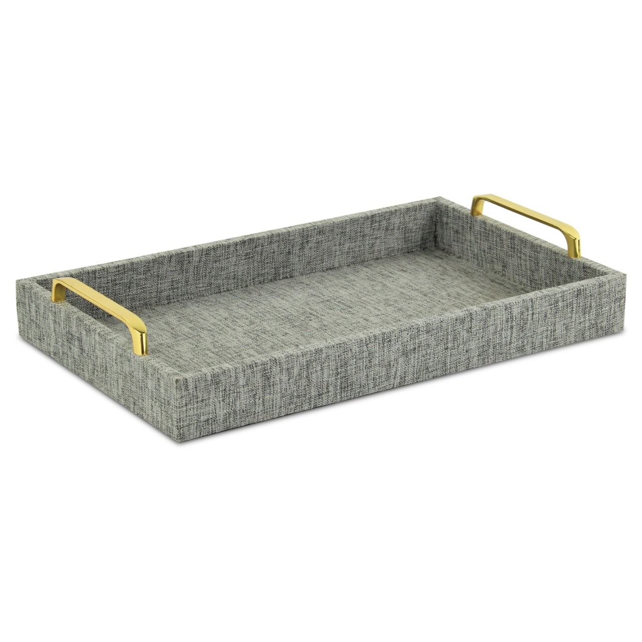 Contemporary Home Living 15.75" Gray and Gold Handmade Rectangular Linen Tray